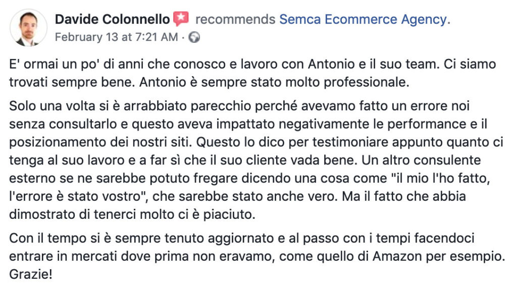 recensione clienti digital marketing consulenza