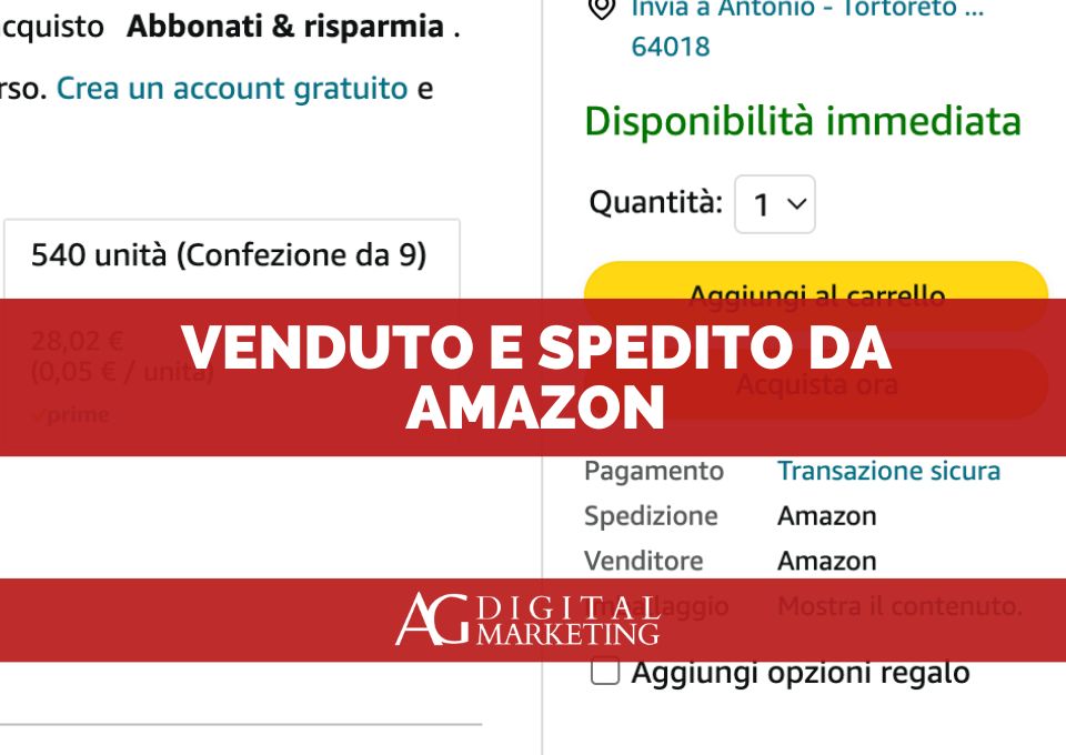 venduto e spedito da amazon