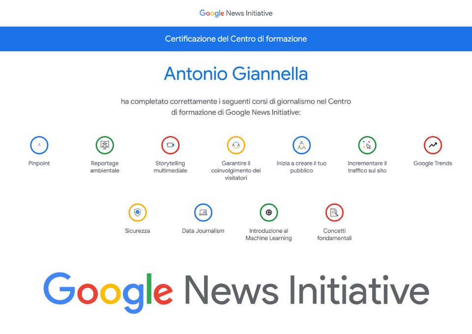 certificazione google news initiative antonio giannella
