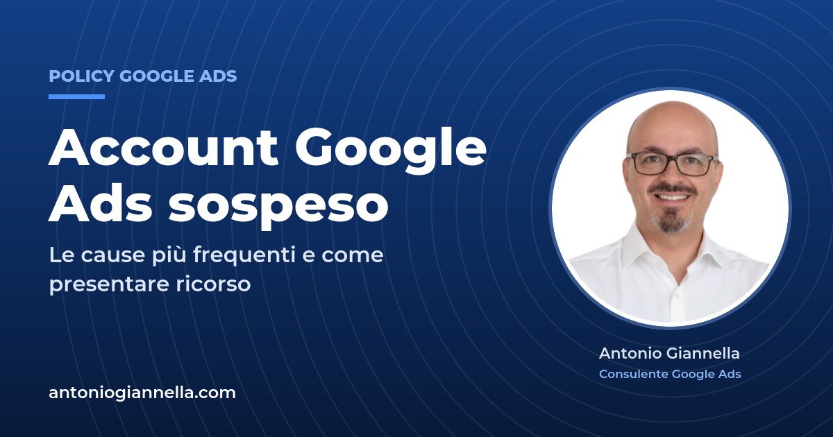 Account Google Ads sospeso Account Google Ads sospeso